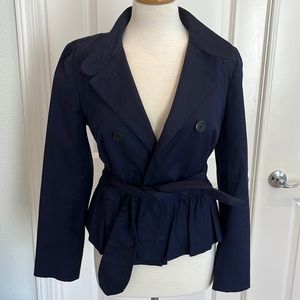 Trina Turk navy blue belted cotton jacket Size 6